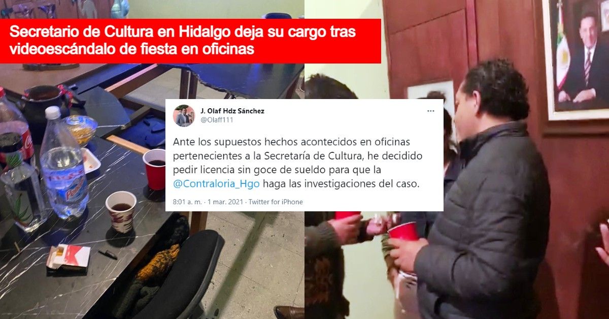 Le dan calle a secretario de Cultura en Hidalgo tras videoescándalo en oficinas