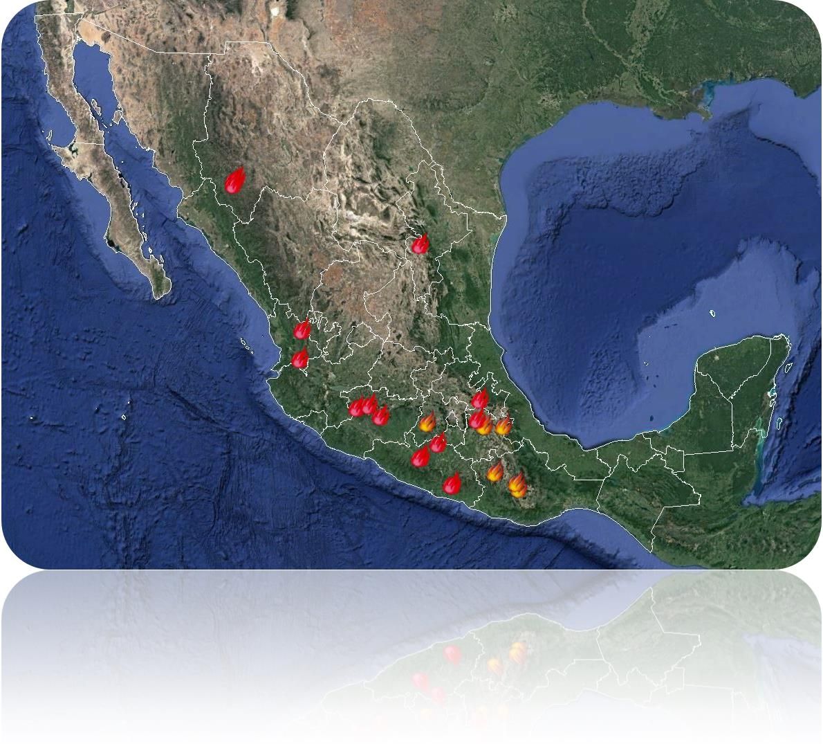 Se registran 22 incendios forestales activos ubicados en 9 estados del país.