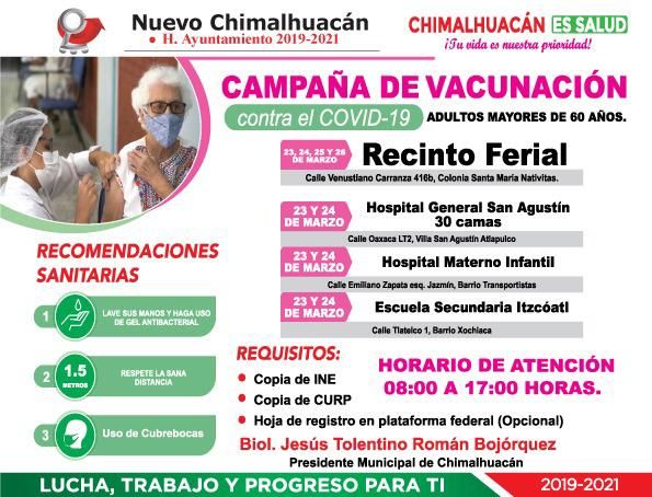 Campaña de vacunación contra COVID 19 en Chimalhuacán