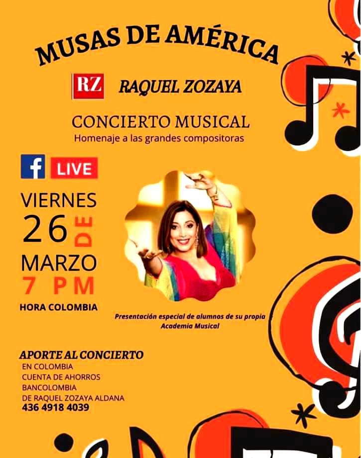 Raquel zozaya invita al concierto el viernes 26 ’Musas de América"