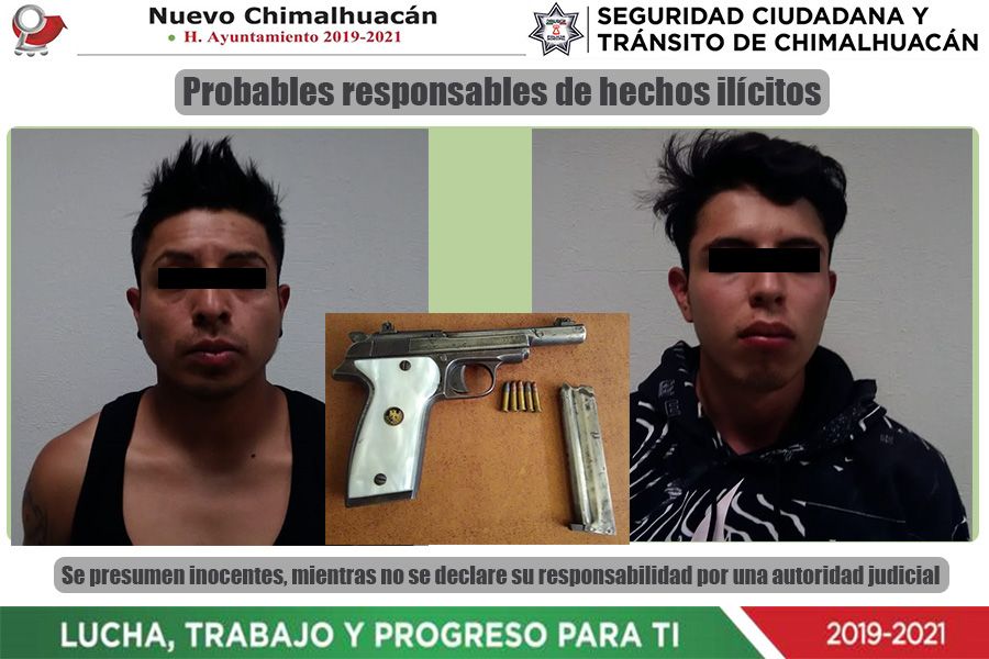 En Chimalhuacán capturan a dos por robo con arma de fuego