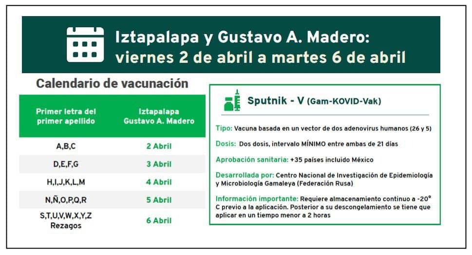 #Desde hoy  2 de abril y hasta el dia 6 la aplicación de la vacuna anticovid en Iztapalapa 