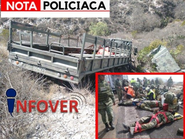 Cae a barranco camión de la Sedena; Dos muertos y 20 heridos