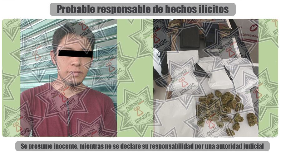 Policías de Chimalhuacán detienen a joven por narcomenudeo
