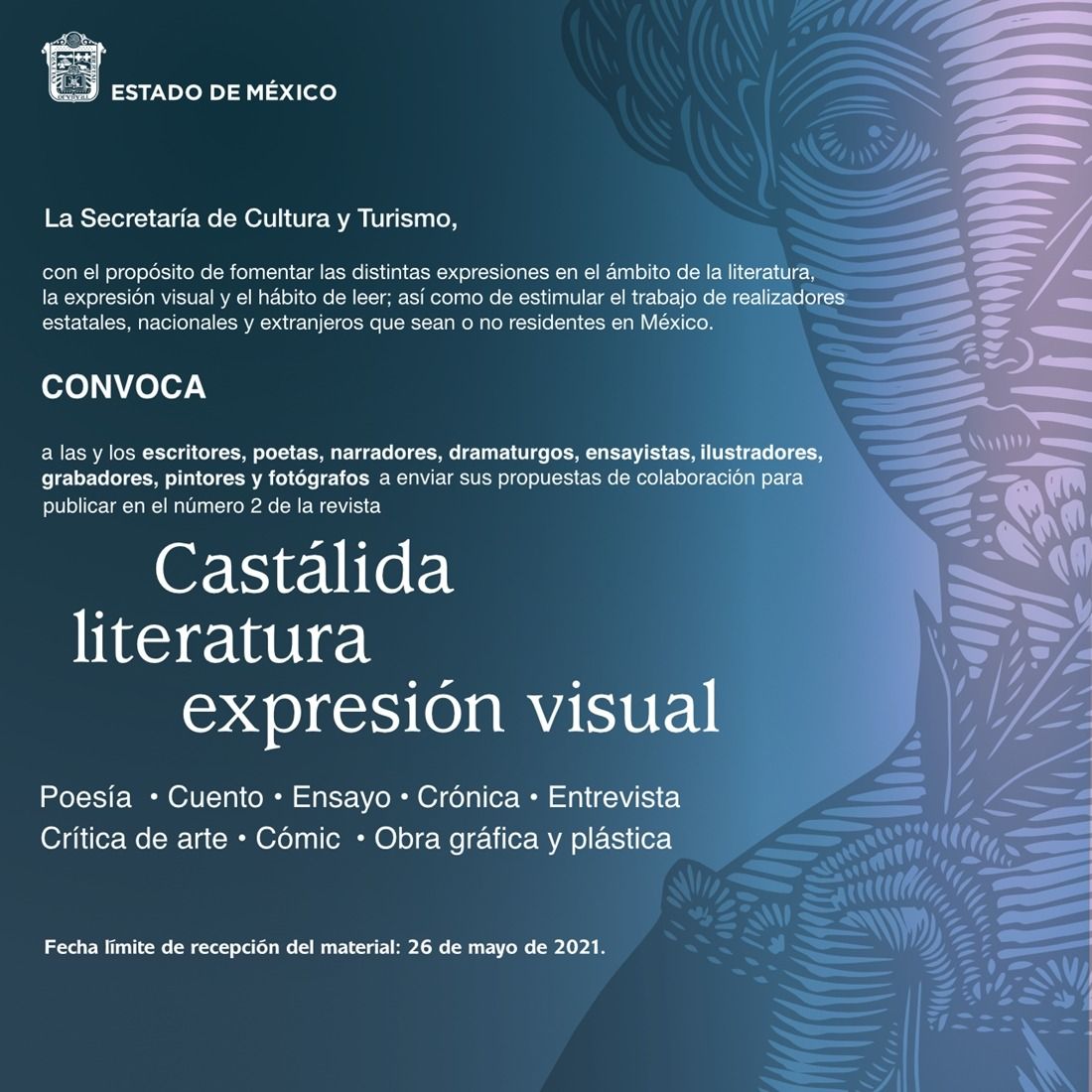 Continúa abierta convocatoria para colaborar con la revista ’ Castalida , literatura expresión visual’ 