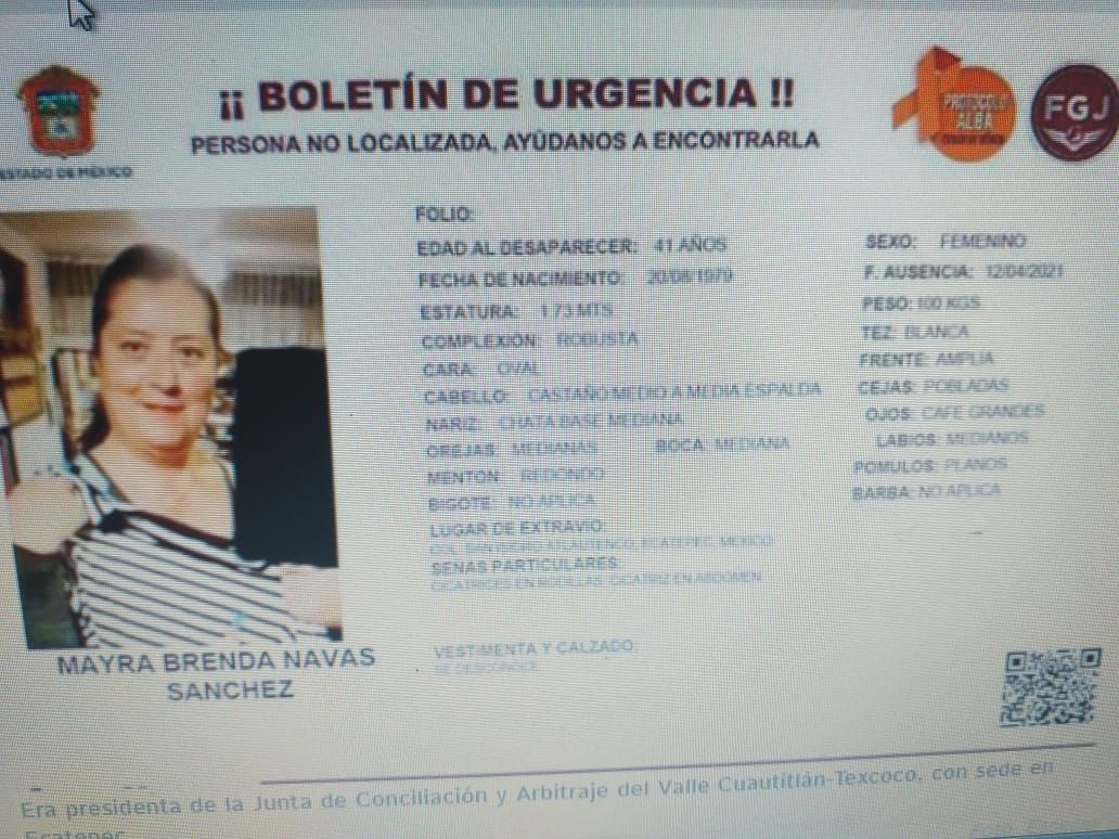 #Desaparecida la presidenta de la Junta de Conciliación y Arbitraje,  Mayra Brenda Navas Sánchez 