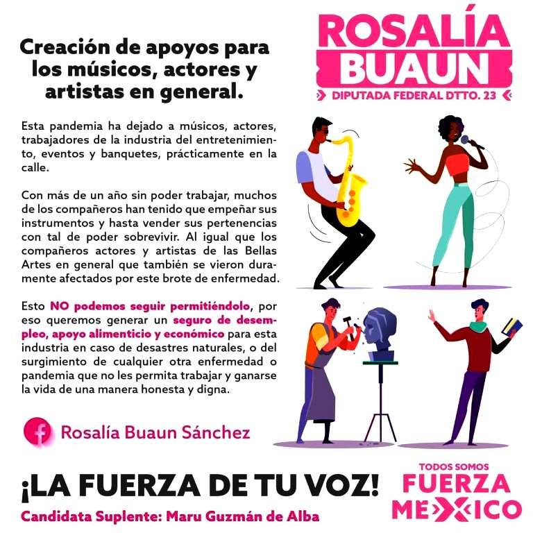 Rosalía Buaún abogará por músicos y actores de llegar a la Cámara de Diputados