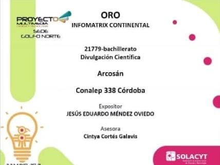 Gana oro CONALEP Córdoba en concurso  latinoamericano Infomatrix