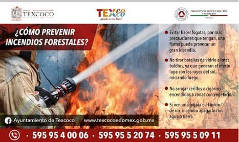Un llamado de alerta para que recuerden que protección civil y bomberos de Texcoco te dicen cómo prevenir incendios forestales.