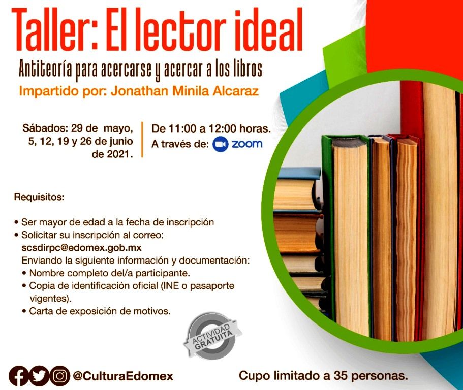 La Secretaría de Cultura y Turismo promueve taller virtual ’El Lector ideal’