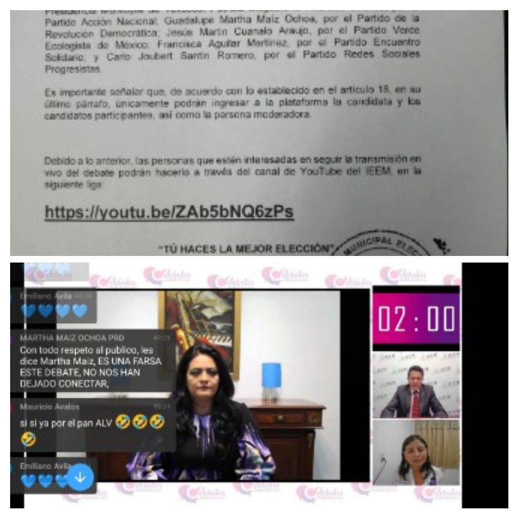 Debate público virtual convocado por el IEEM en Texcoco, fue una farsa, no los dejaron conectarse