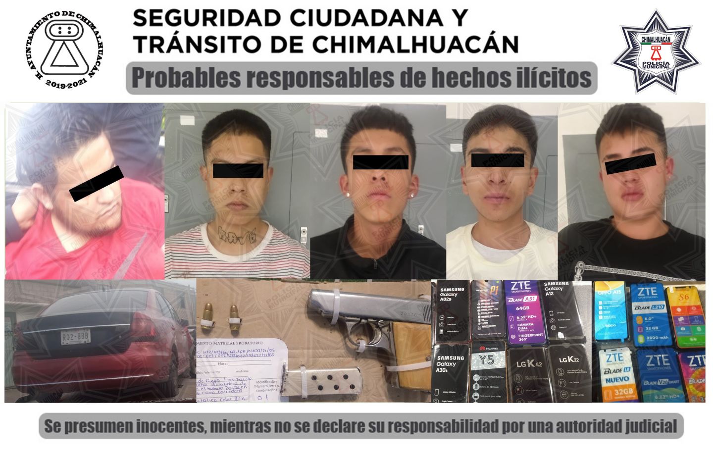 Capturan a banda de jóvenes 
delincuentes en Chimalhuacán

  
