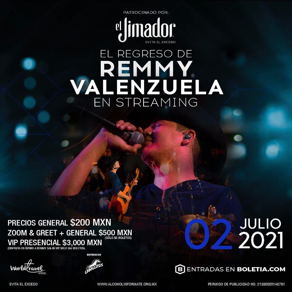 Remmy Valenzuela ofrecerá show presencial y streaming en su regreso a los escenarios