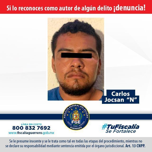 Logra la Fiscalía de Guerrero sentencia de 26 años por delito de secuestro en contra de Carlos Jocsan "N", en Acapulco 
