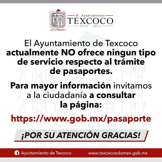 No hay expedición de pasaportes en Texcoco desde el 30 de marzo del 2020 