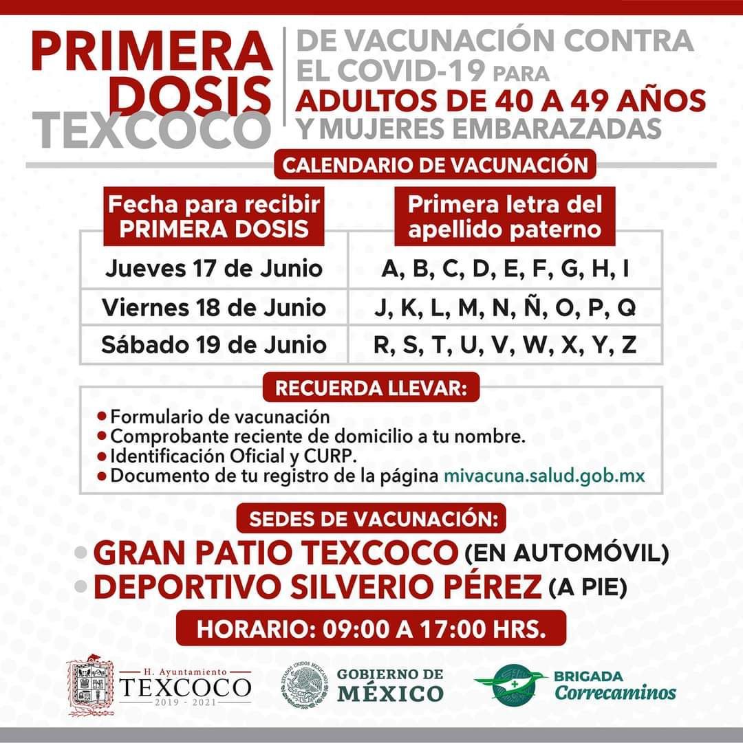 Anuncian vacunación contra el COVID-19 a personas de 40 49 años en 20 municipios mexiquenses 