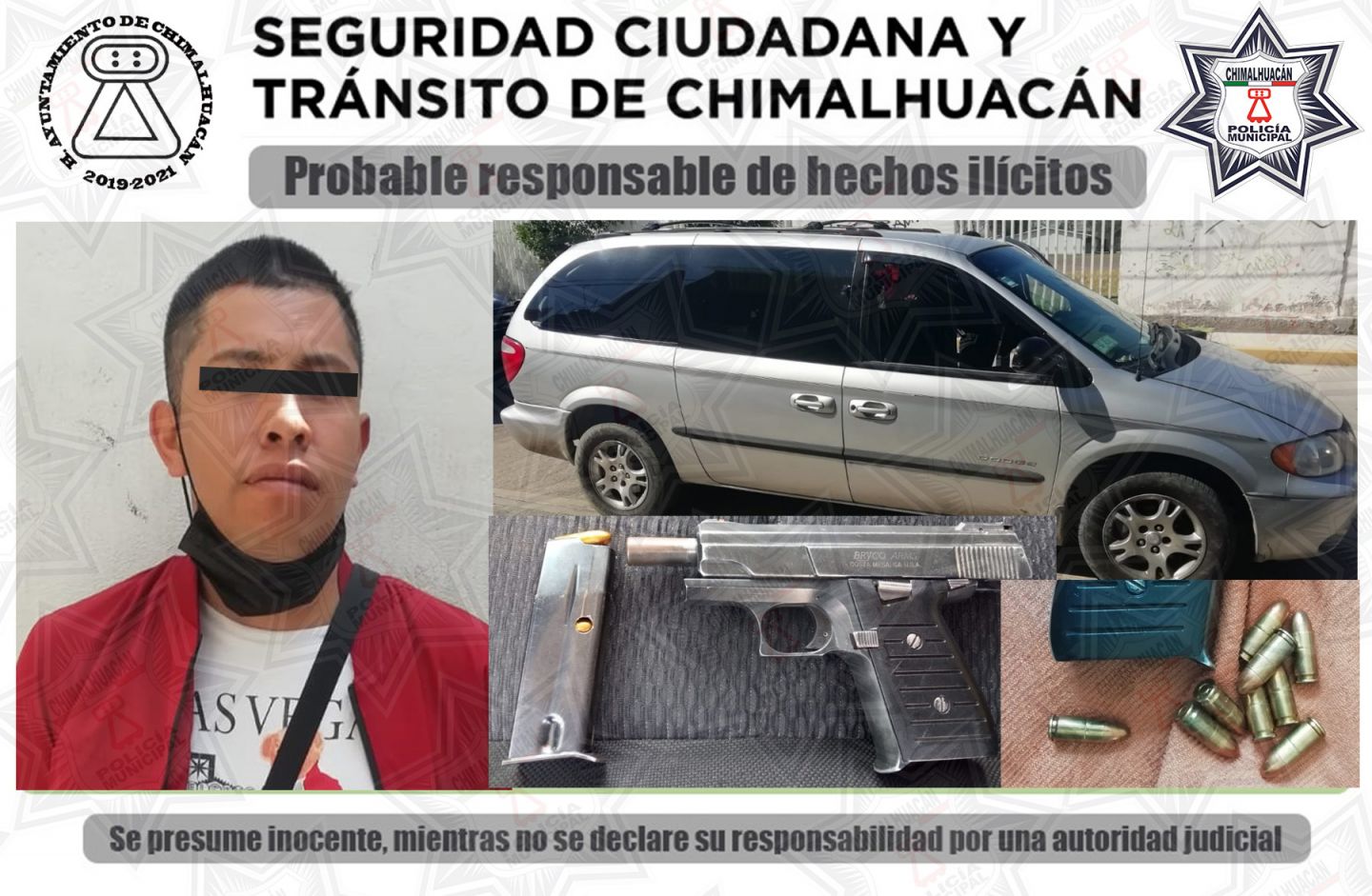 Lo detienen con arma de fuego y cartuchos en Chimalhuacán