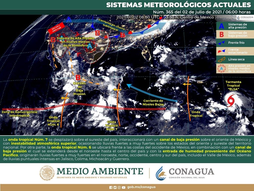 Pronostican lluvias puntuales intensas en Jalisco, Colima, Michoacán y Guerrero