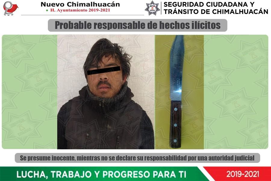 
•         En Chimalhuacan un individuo utilizaba un cuchillo con el que se presume realizaba asaltos a inmuebles
