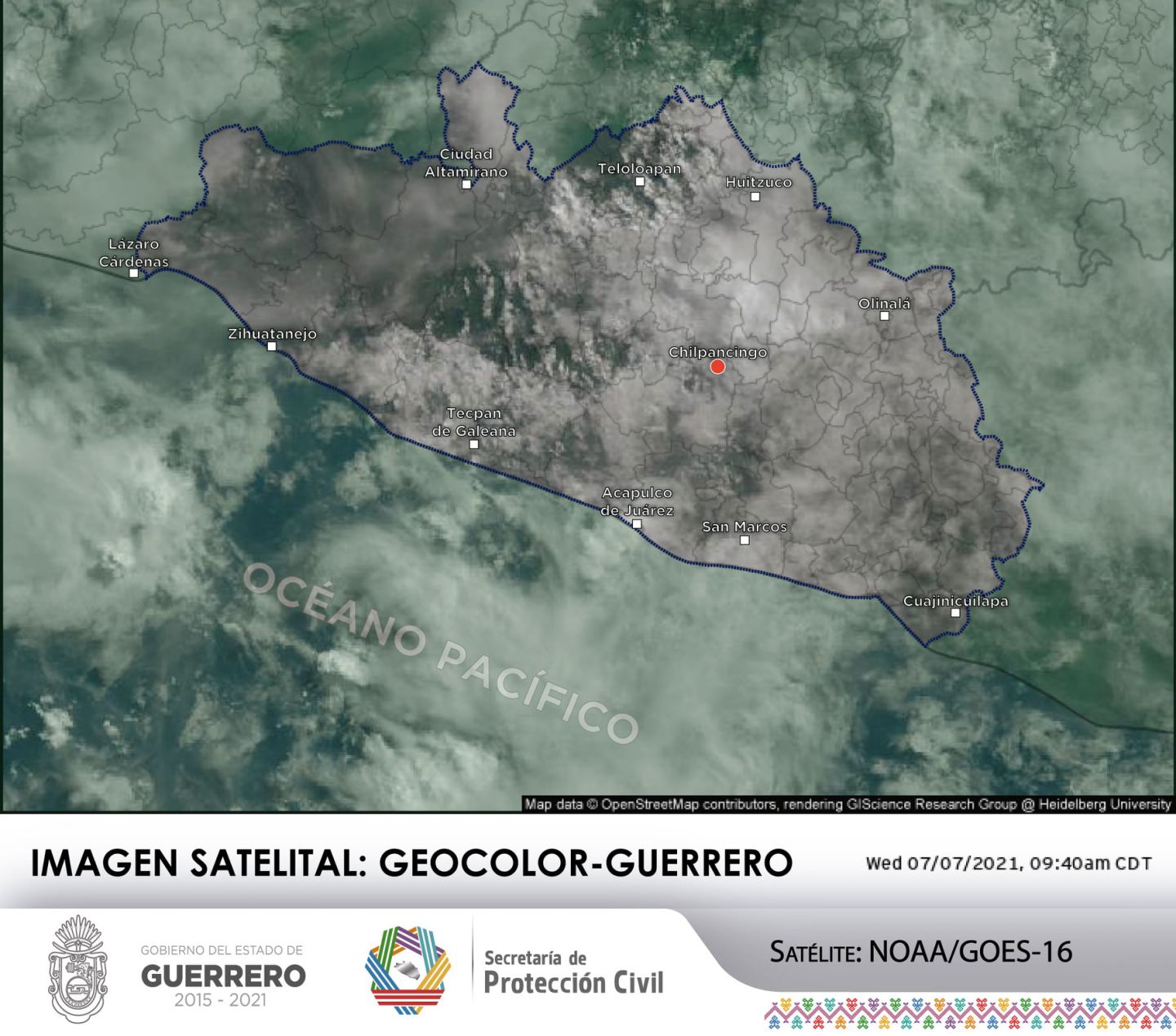 Sistemas meteorológicos en el país que afectan al estado de Guerrero