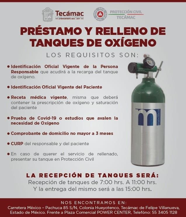 Gobierno de Tecamac continúa con el préstamo y rellenado de tanques de oxígeno