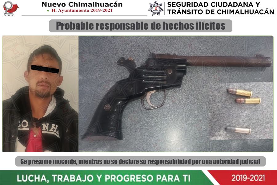 Uniformados de Chimalhuacán capturaron a masculino por robo con violencia