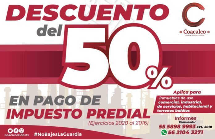 Gobierno de Coacalco  ofrece grandes descuentos del 50% en pago de predial 