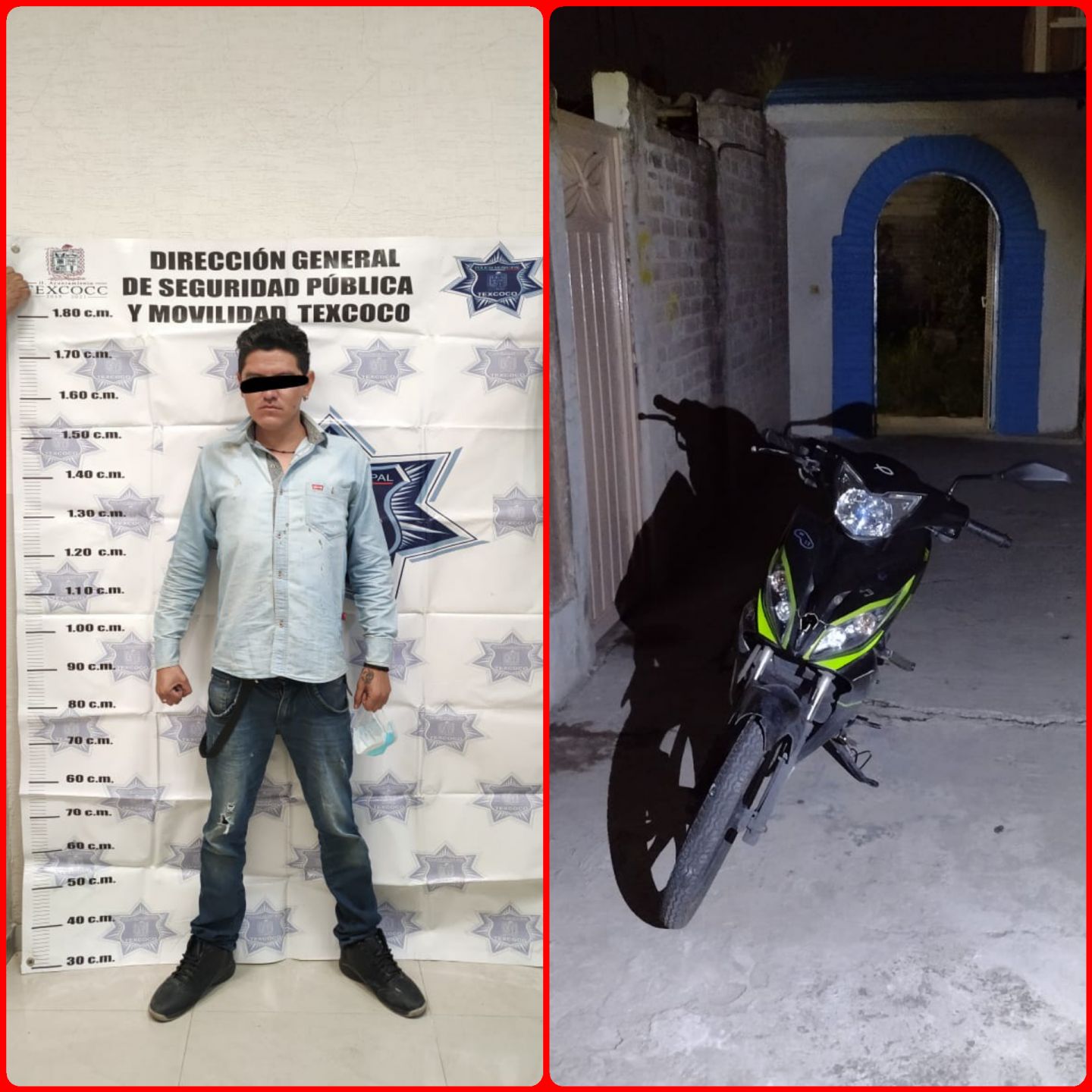 La policía municipal de Texcoco detienen a hombre que robaba motocicleta 