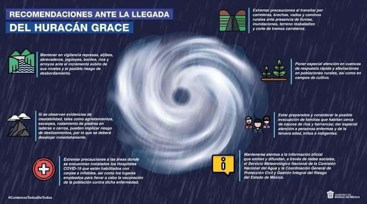 Prepara Edoméx acciones preventivas ante incremento de lluvias por el Huracán ’Grace’