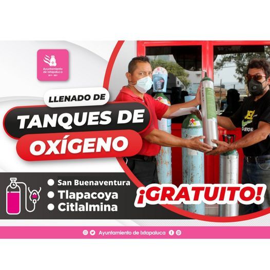 #Gobierno de Ixtapaluca se solidariza con pacientes y llena gratis tanques de oxígeno