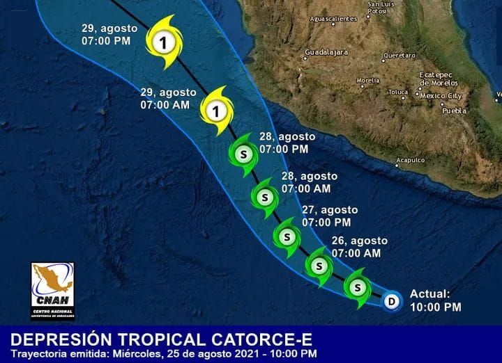 Depresión Tropical amenaza con lluvias intensas, fuertes rachas de viento y oleaje elevado en México.
