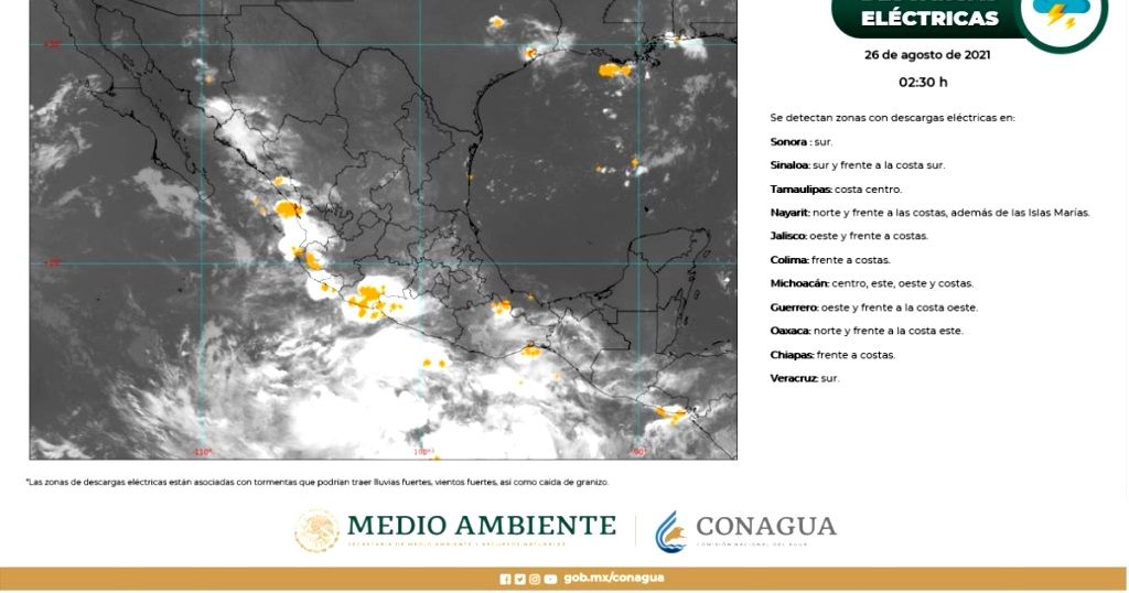 Lluvias puntuales intensas en Michoacán, Guerrero, Oaxaca y Chiapas