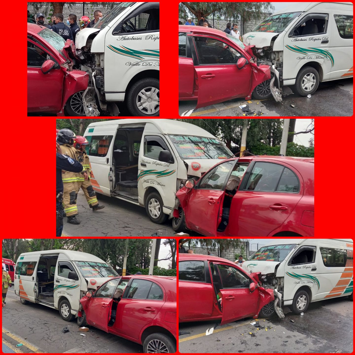 Automóvil causa accidente impactandose contra unidad de transporte público en Texcoco