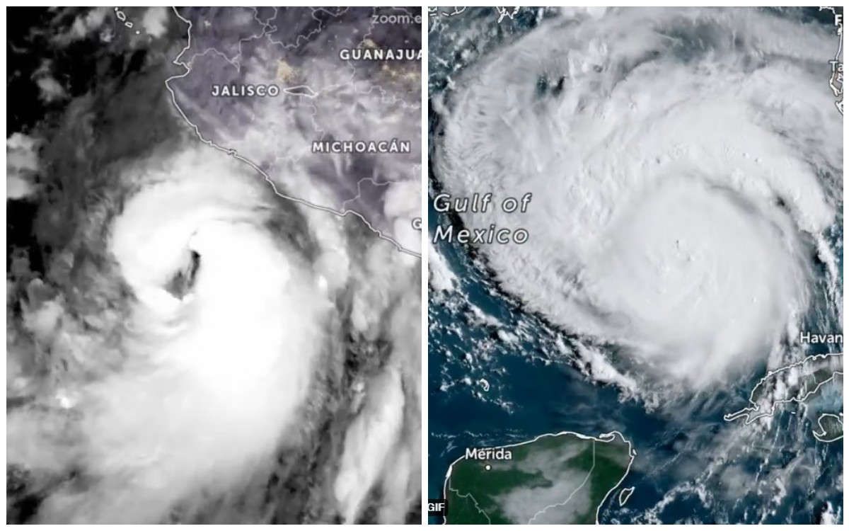 ¡Doble problema! Así se ve ’Ida’ y ’Nora’, los dos huracanes que impactarán México y EU