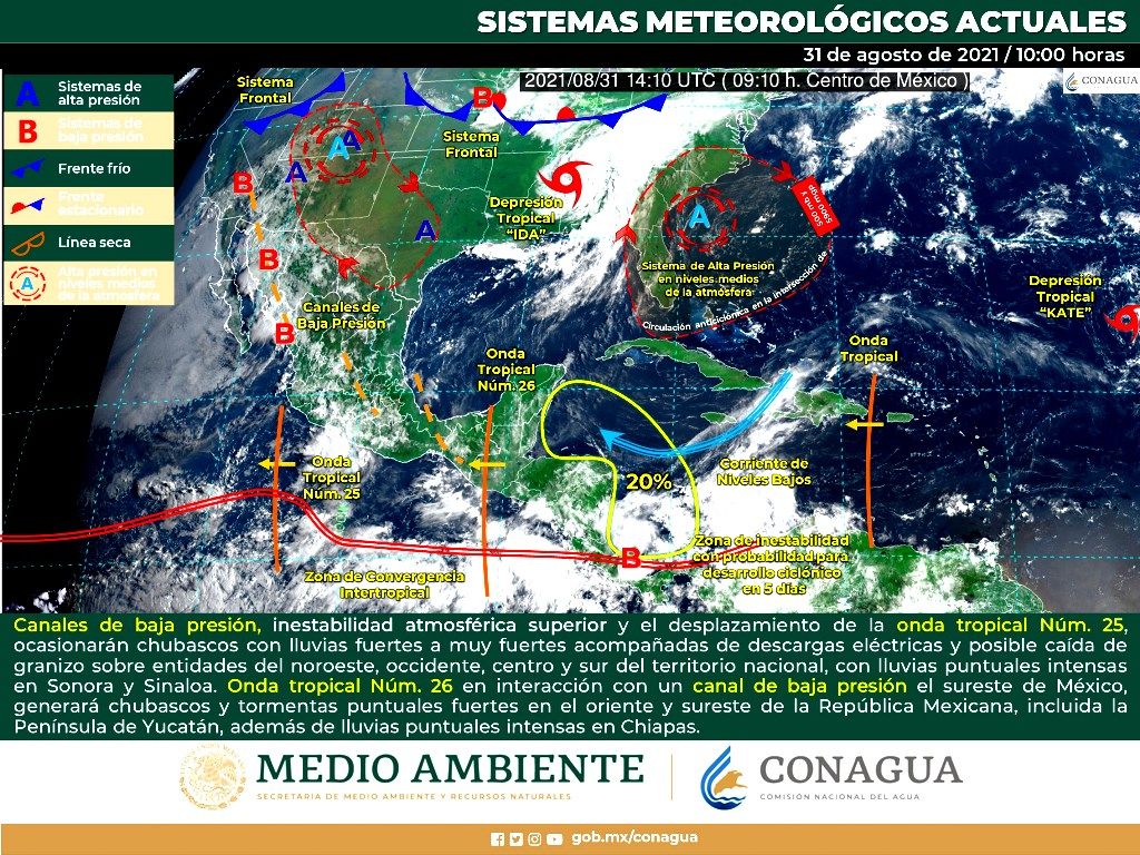 Prevén lluvias intensas en Sonora, Sinaloa y Chiapas
