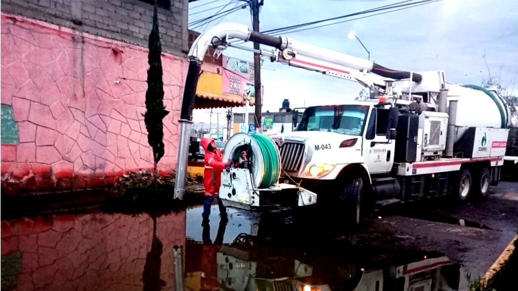 La CAEM mantiene atención a contingencias por lluvia en Chalco y el Valle de Toluca