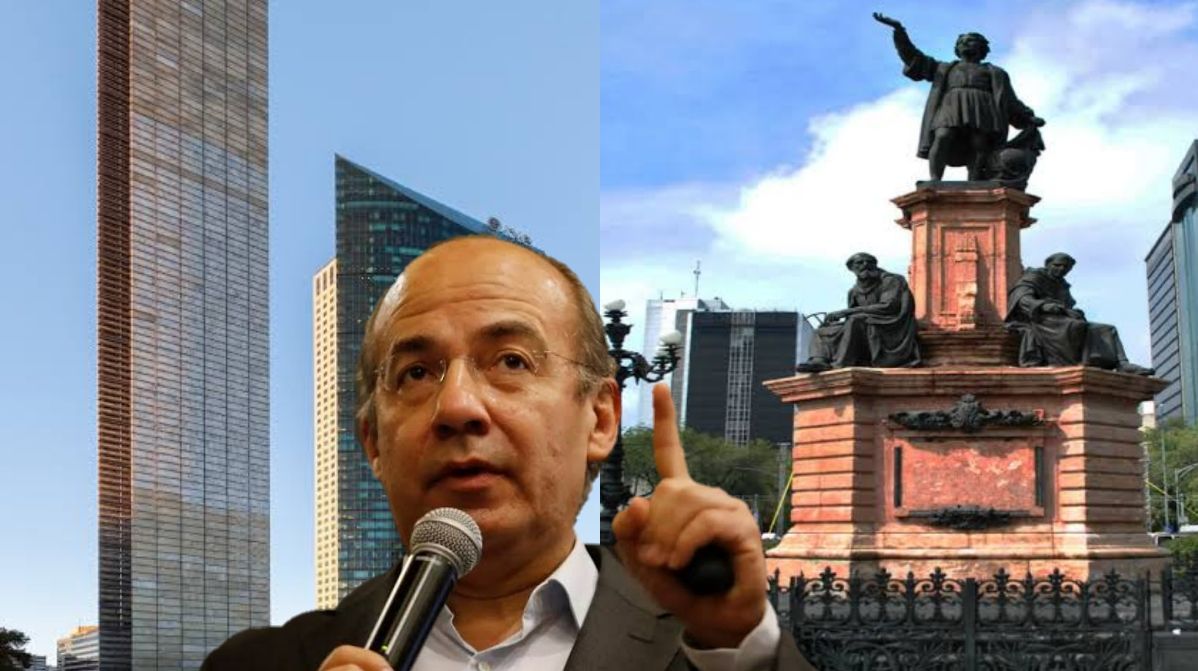 Critica Calderón remoción de estatua de Colón y le recuerdan Estela de Luz 