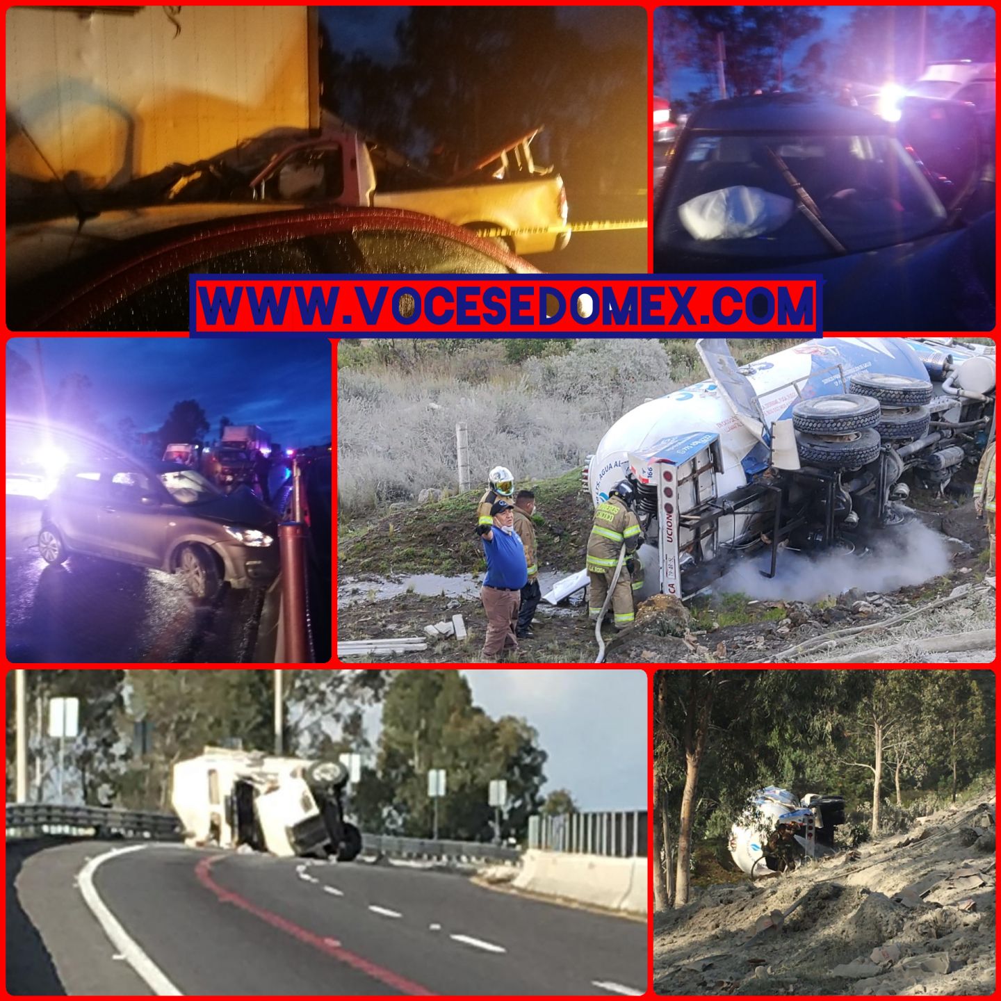 Accidentes en la carretera Texcoco - Calpulalpan deja hoy 2  muertos y 6 heridos 