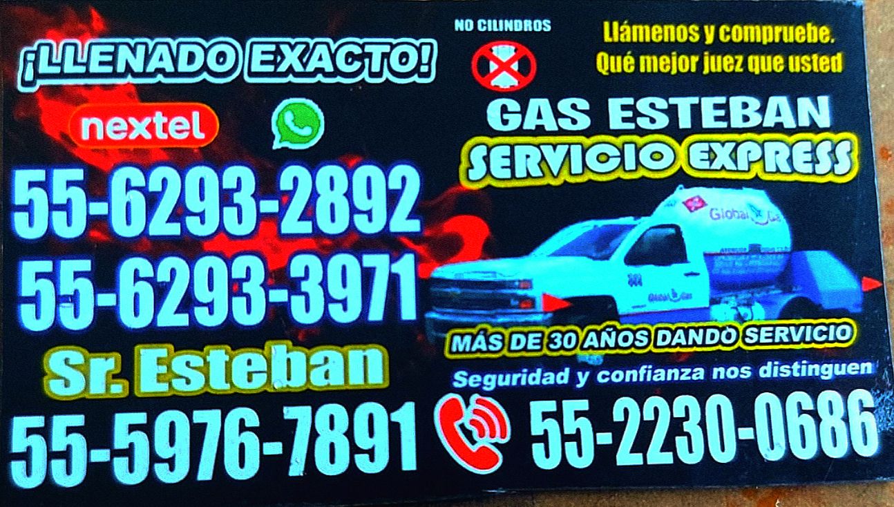 Venta de Gas LP con la atención de Esteban Zúñiga de domingo a domingo 