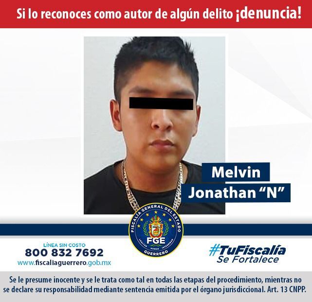 Aprehende la Fiscalía de Guerrero a Melvin Jonathan "N", por tentativa de homicidio