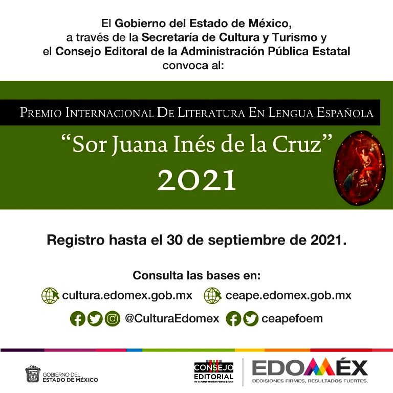 Continúa abierta la convocatoria del premio internacional de literatura en lengua española ’Sor Juana Inés de la Cruz’