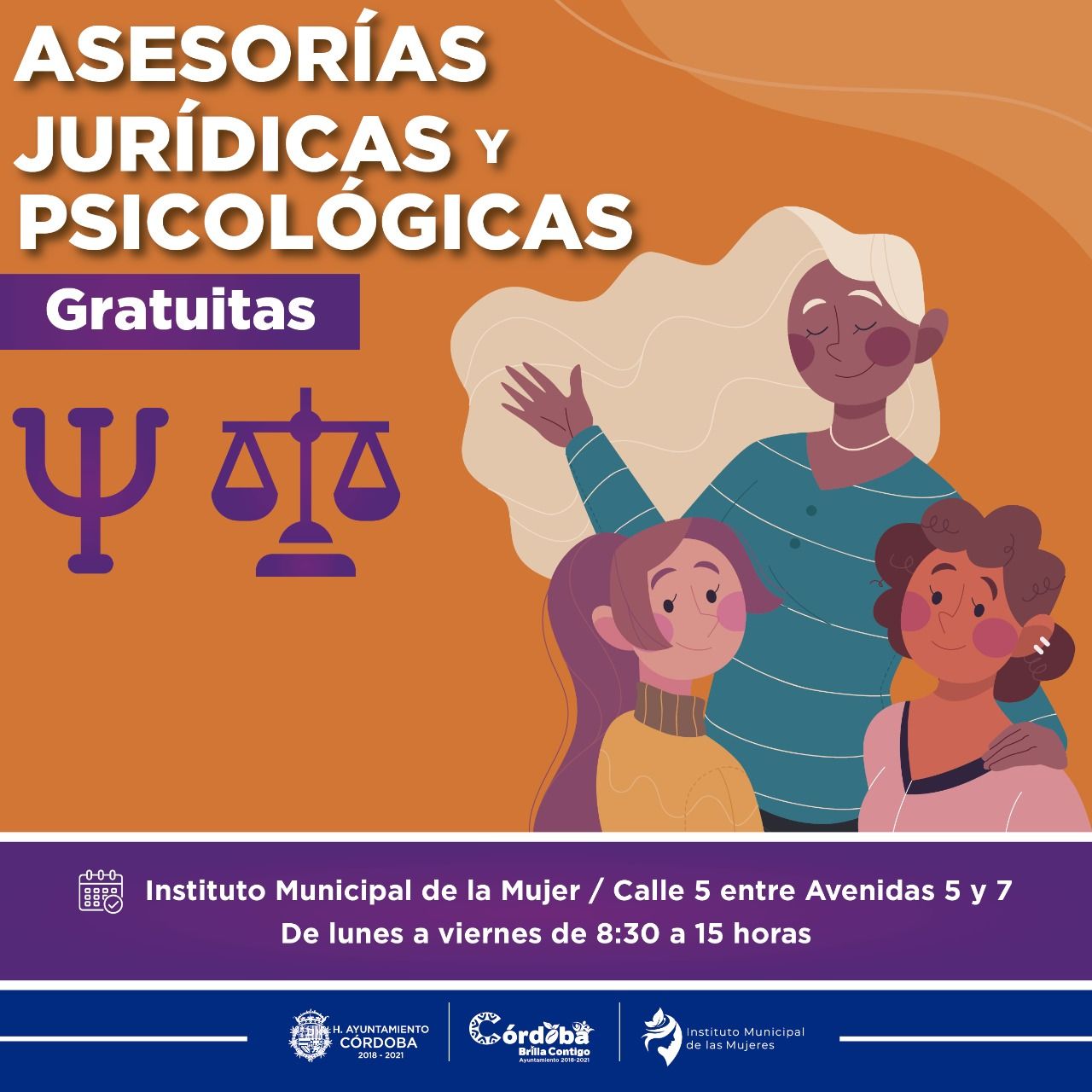 Instituto Municipal de la Mujer Córdoba reactiva asesorías en modalidad presencial