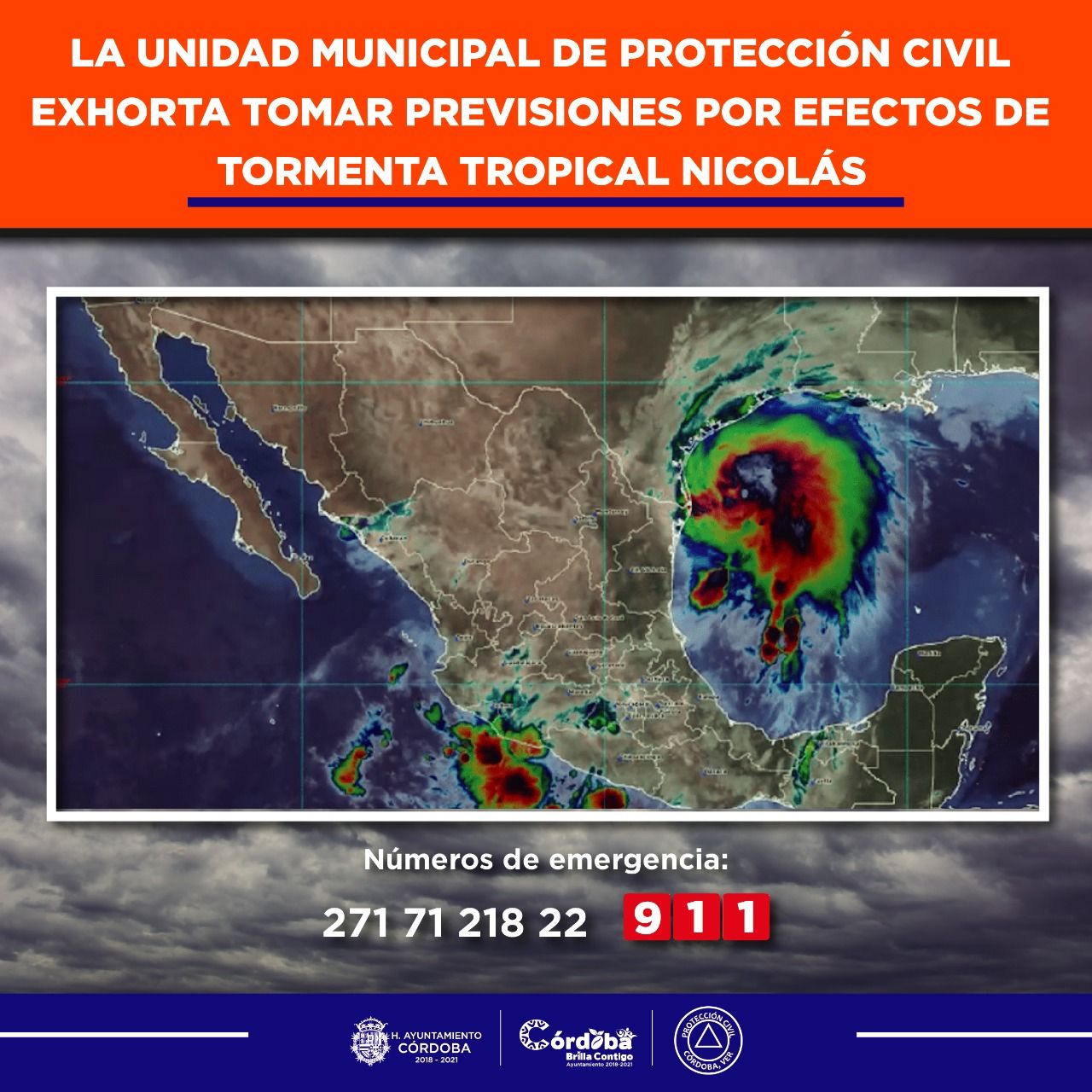UMPC Córdoba exhorta tomar previsiones por efectos de tormenta tropical Nicholas
