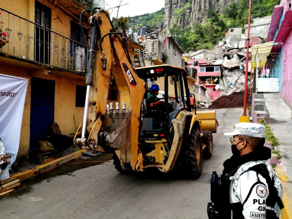 Siguen los trabajos de estabilización en zona afectada por el desprendimiento en el Cerro del Chiquihuite