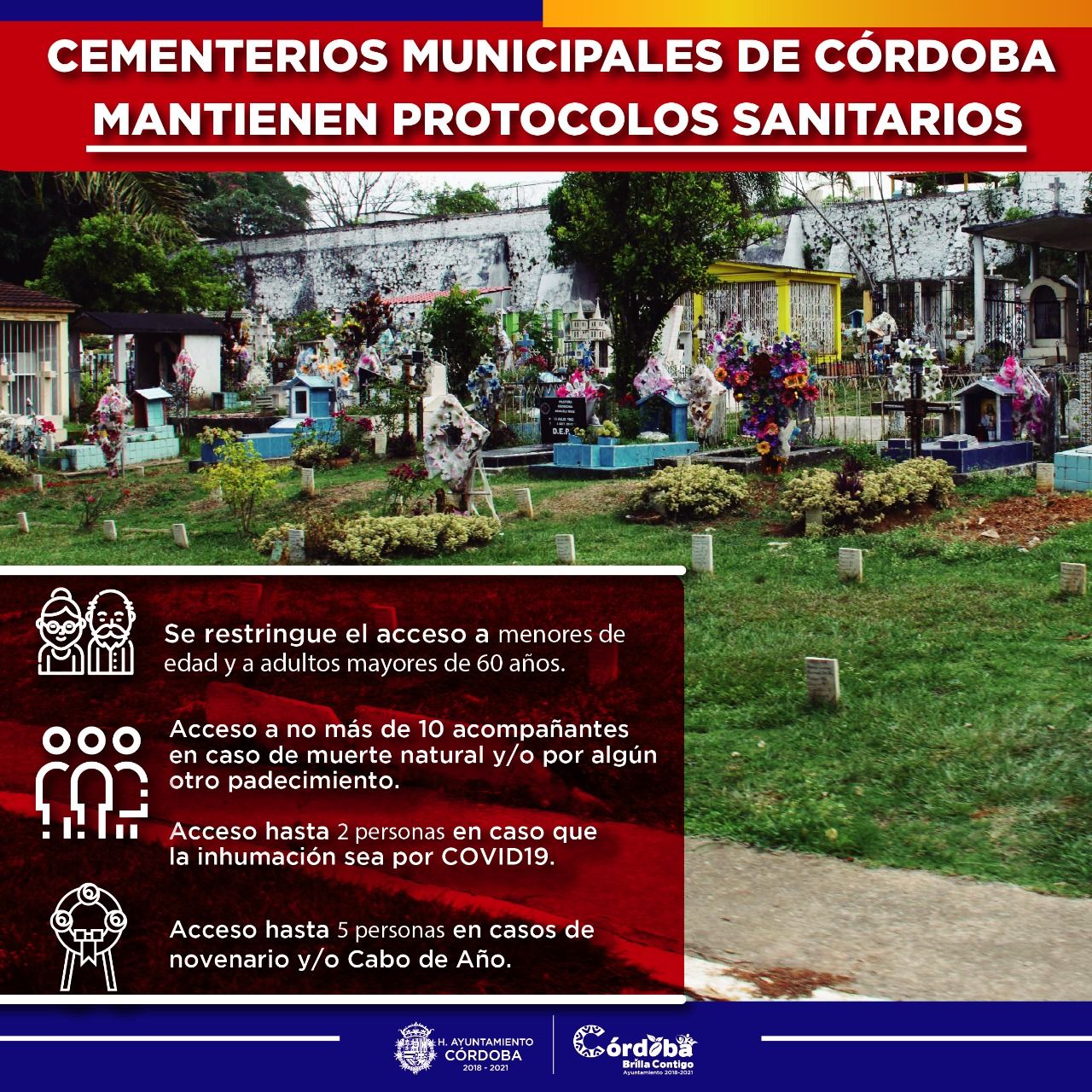 Cementerios municipales de Córdoba mantienen protocolos sanitarios
