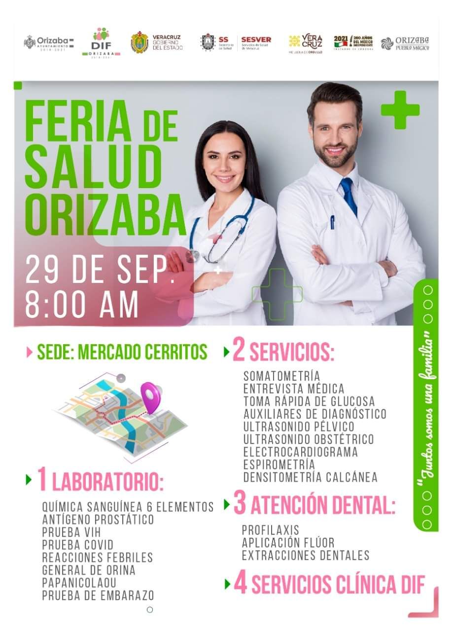 Feria de Salud Orizaba ofrecerá atención médica gratuita