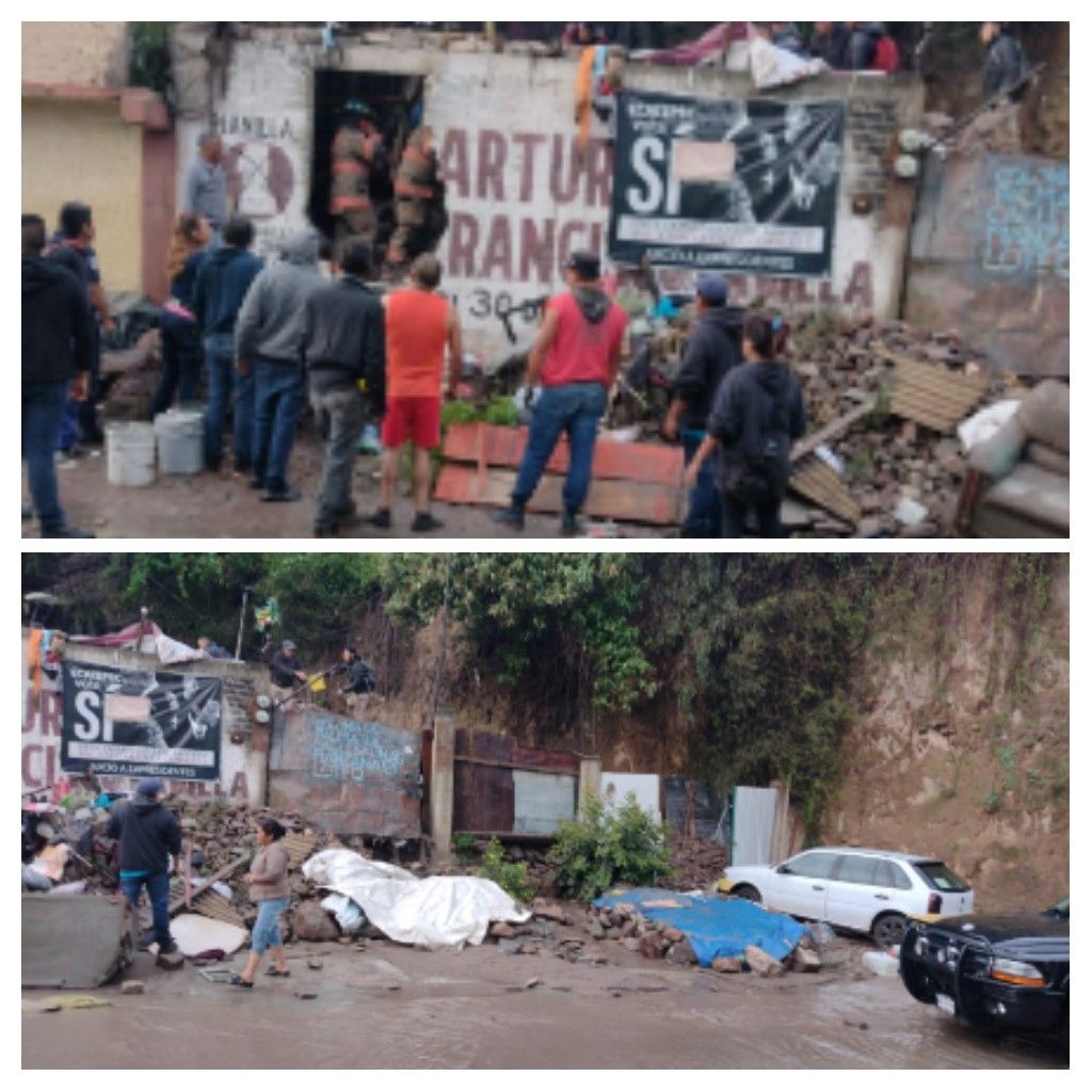 Rescatan a persona tras derrumbe en cerro de Ecatepec