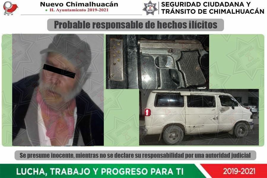 En Chimalhuacan la policía local detiene a sujeto con portación de arma prohibida