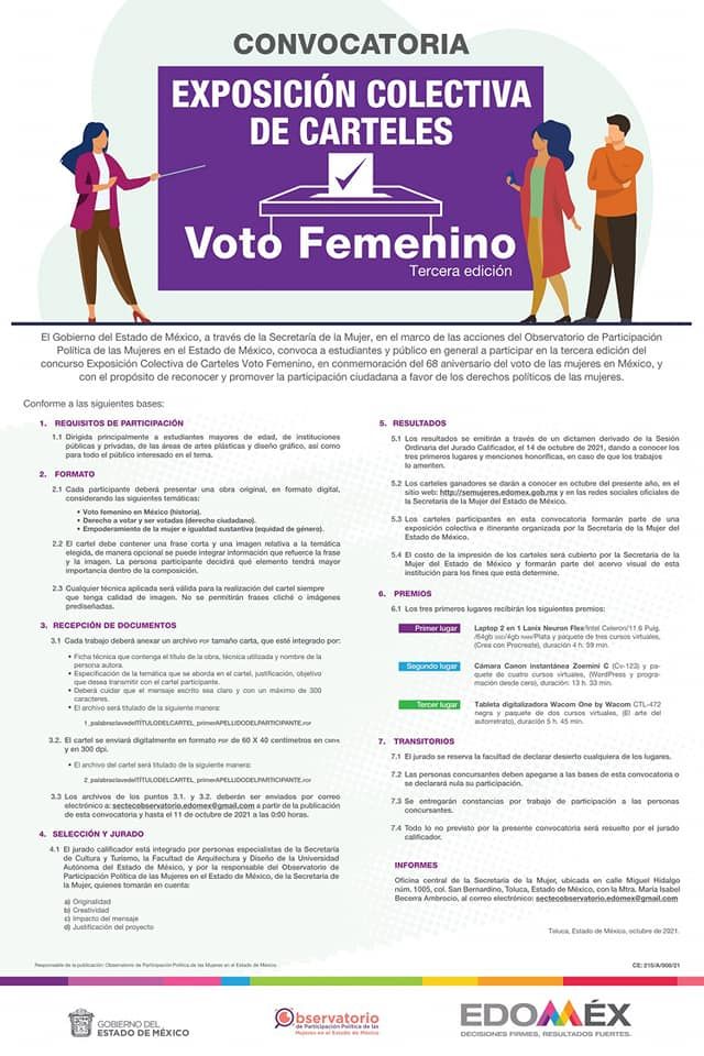Invita GEM a Exposición Colectiva de
Carteles acerca del Voto Femenino.