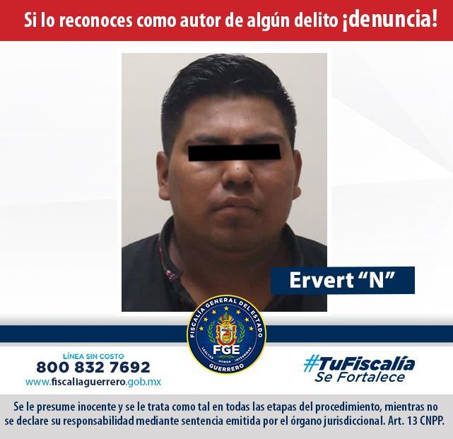 Fiscalía de Guerrero obtiene prisión preventiva en contra de Evert "N" por delito de secuestro en Acapulco 
